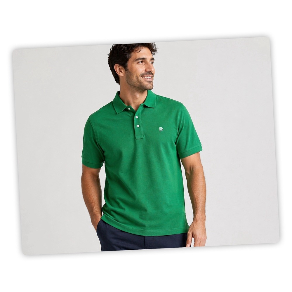 Flint Park Mens Polo Shirt Large Green Short Sleeve Casual Cotton Blend NWT